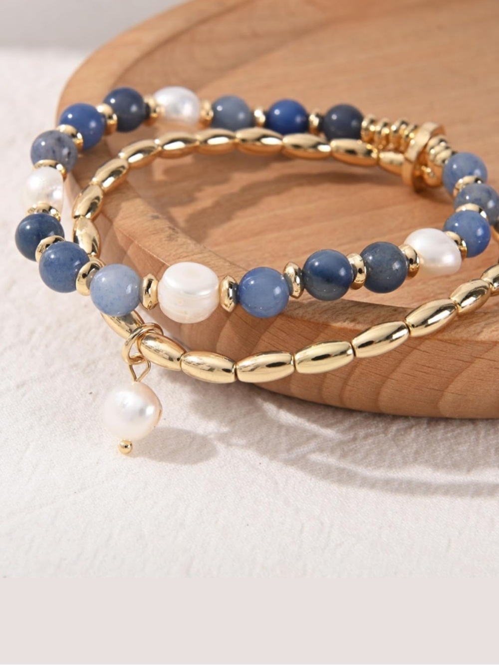 🆕New Blue Aventurine 14k Gold Plated with Pearls- Handmade
